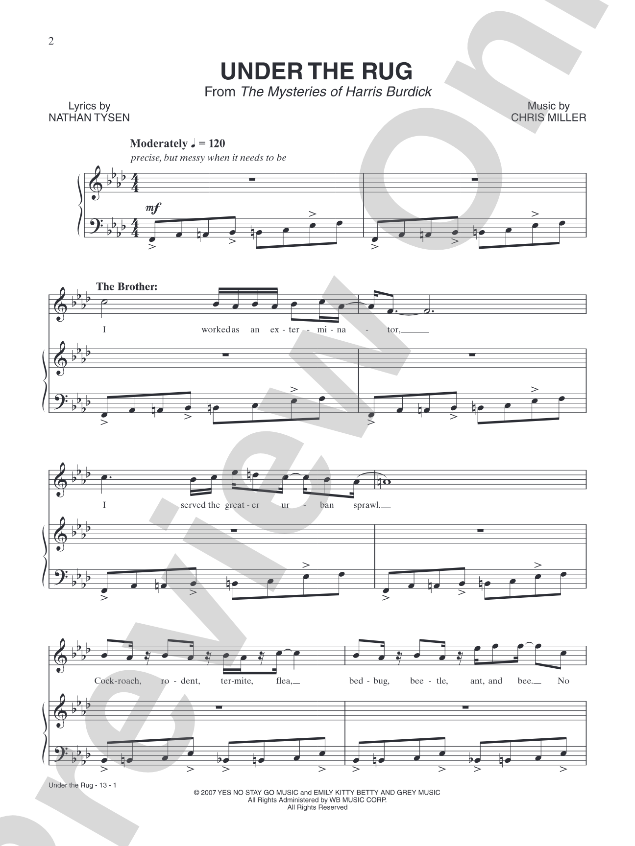 Under the Rug (from "The Mysteries of Harris Burdick"): Piano/Vocal/Chords