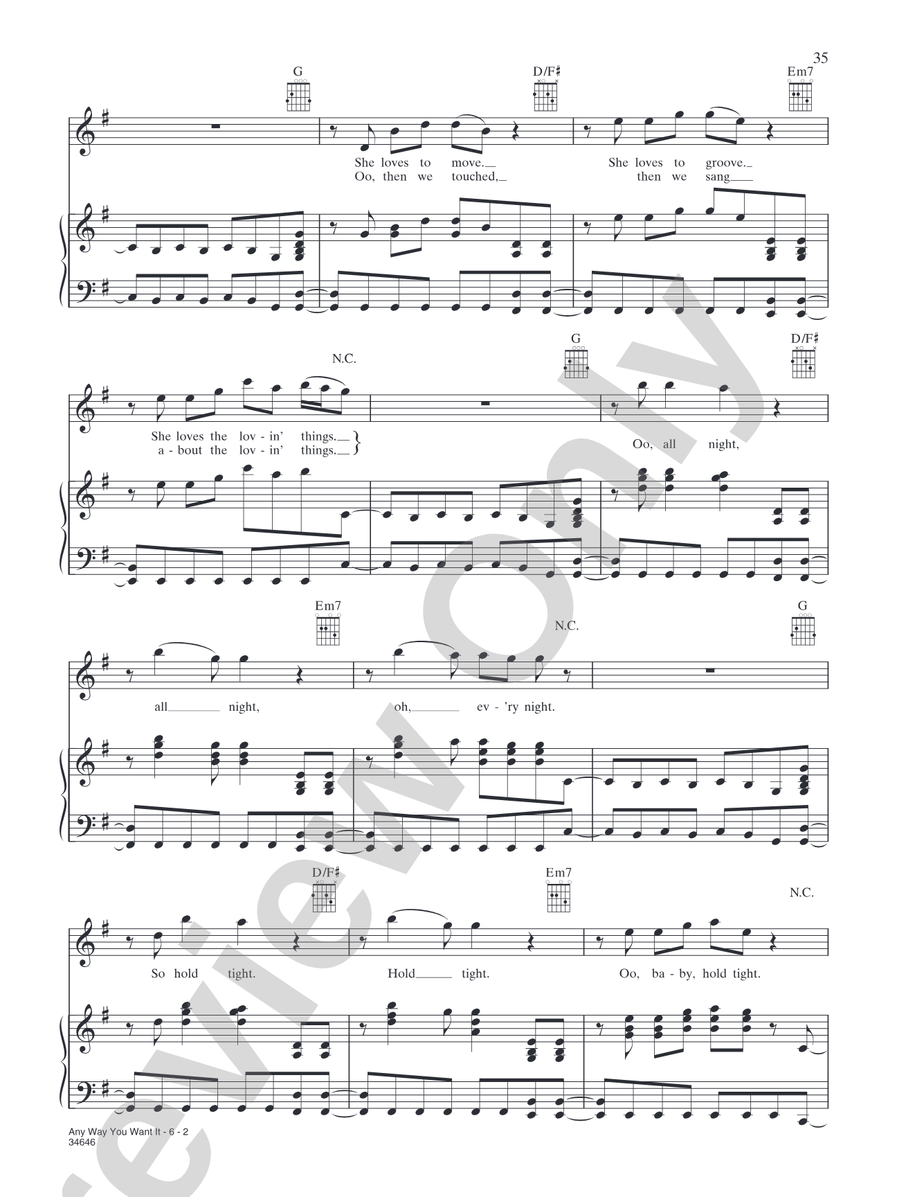 Any Way You Want It: Piano/Vocal/Chords