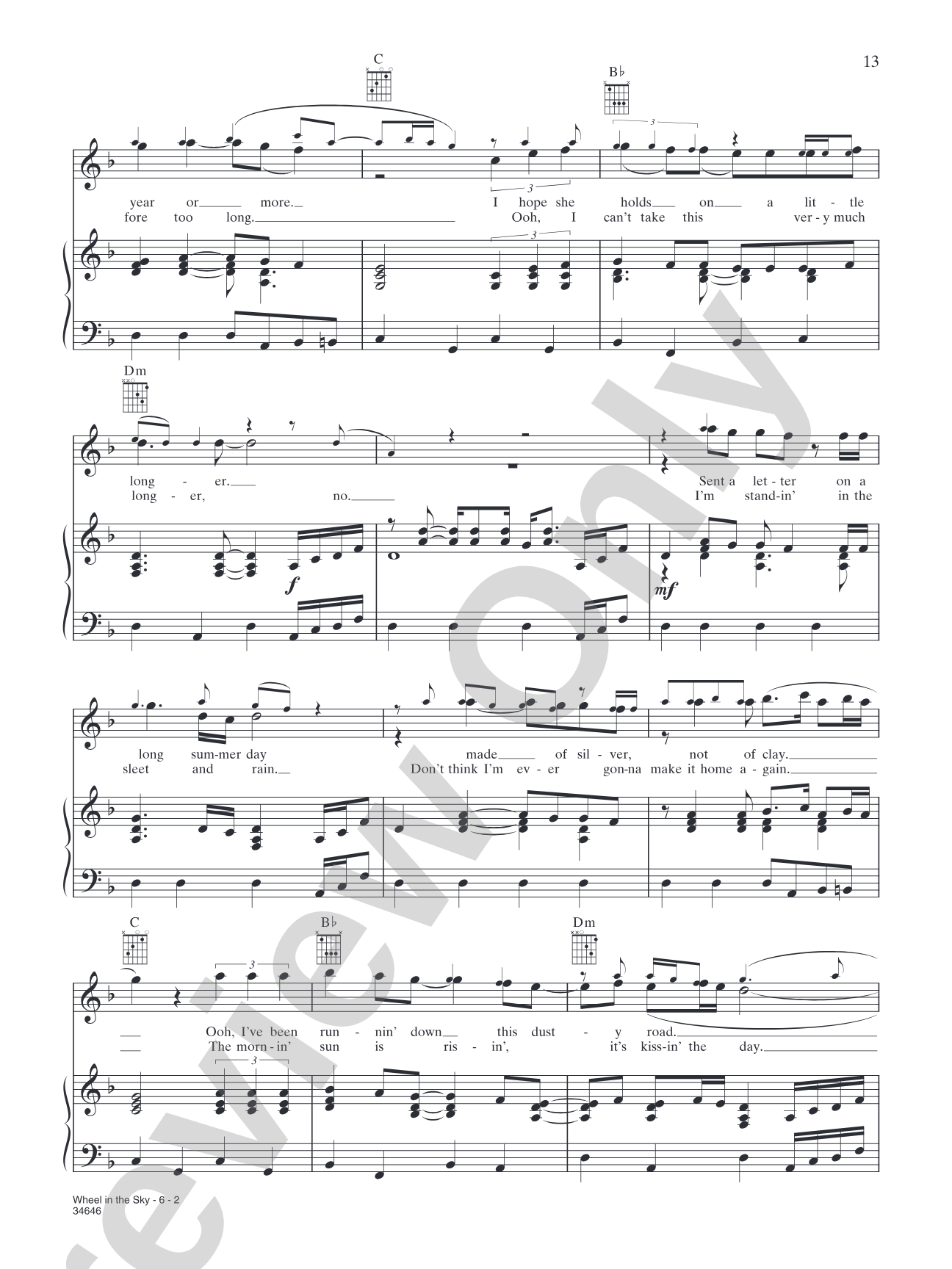 Wheel In The Sky: Piano/Vocal/Chords