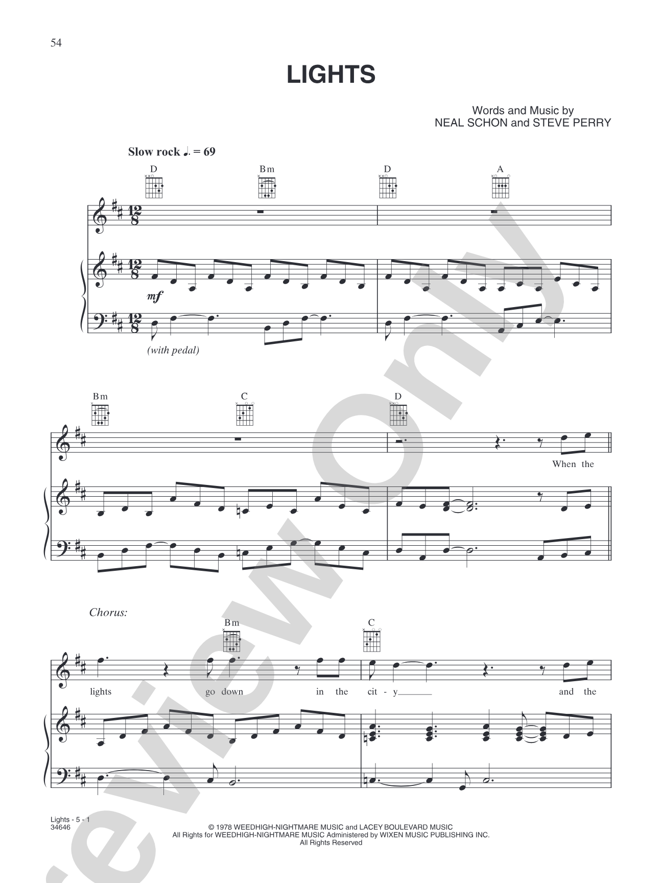 Lights: Piano/Vocal/Chords