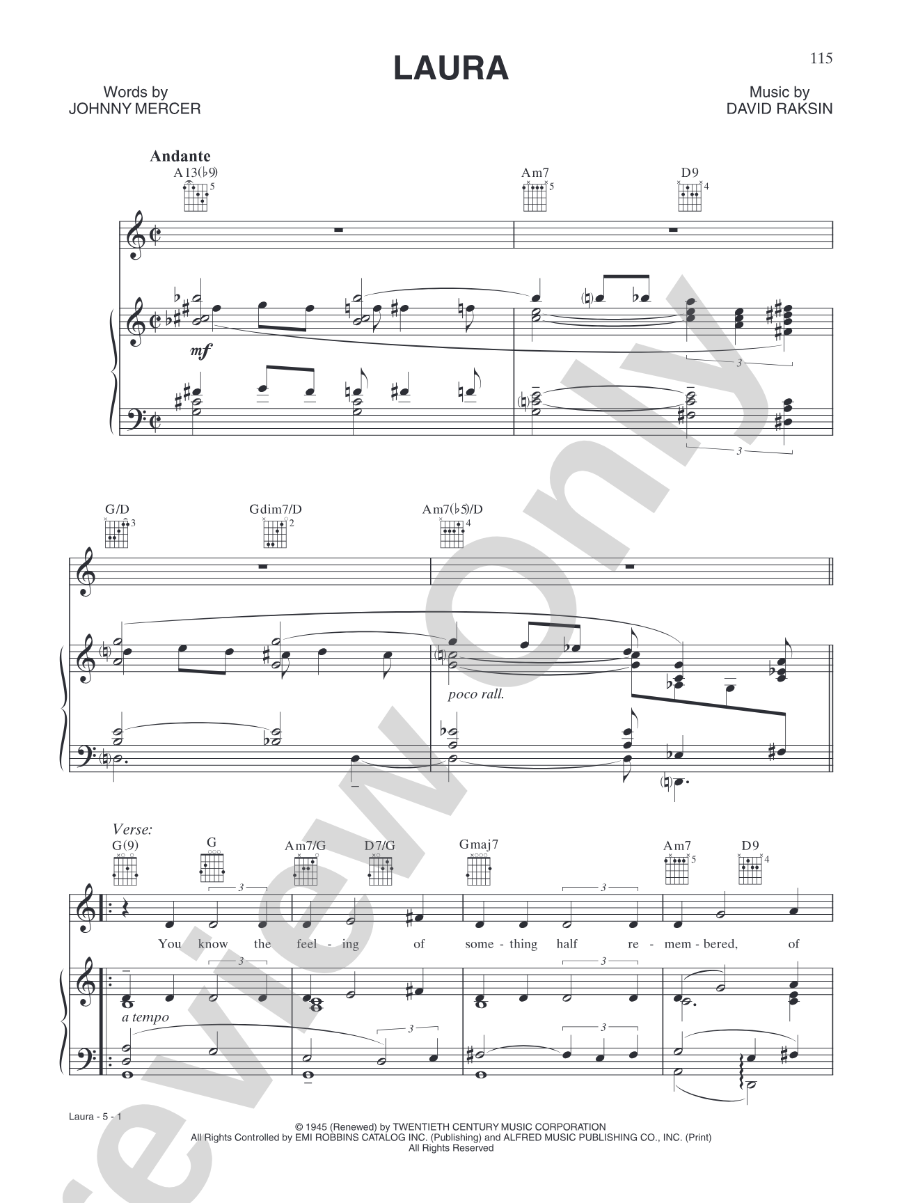 Laura: Piano/Vocal/Chords