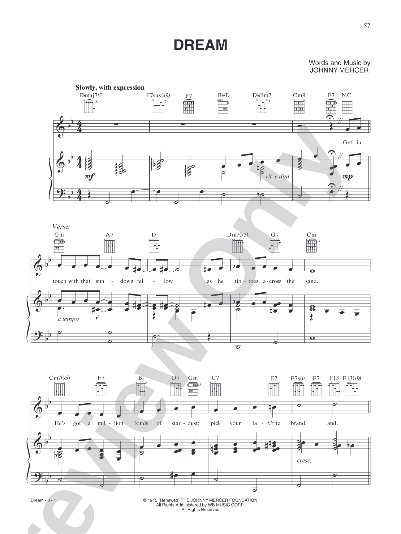 Dream: Piano/Vocal/Chords