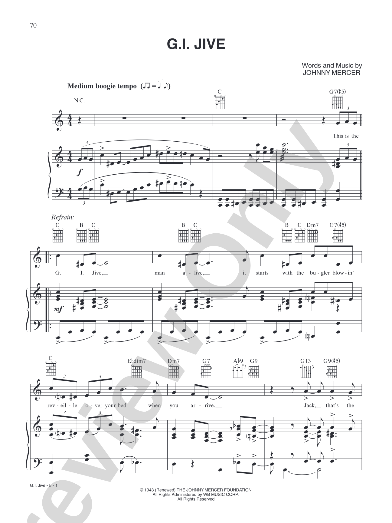 G.I. Jive: Piano/Vocal/Chords