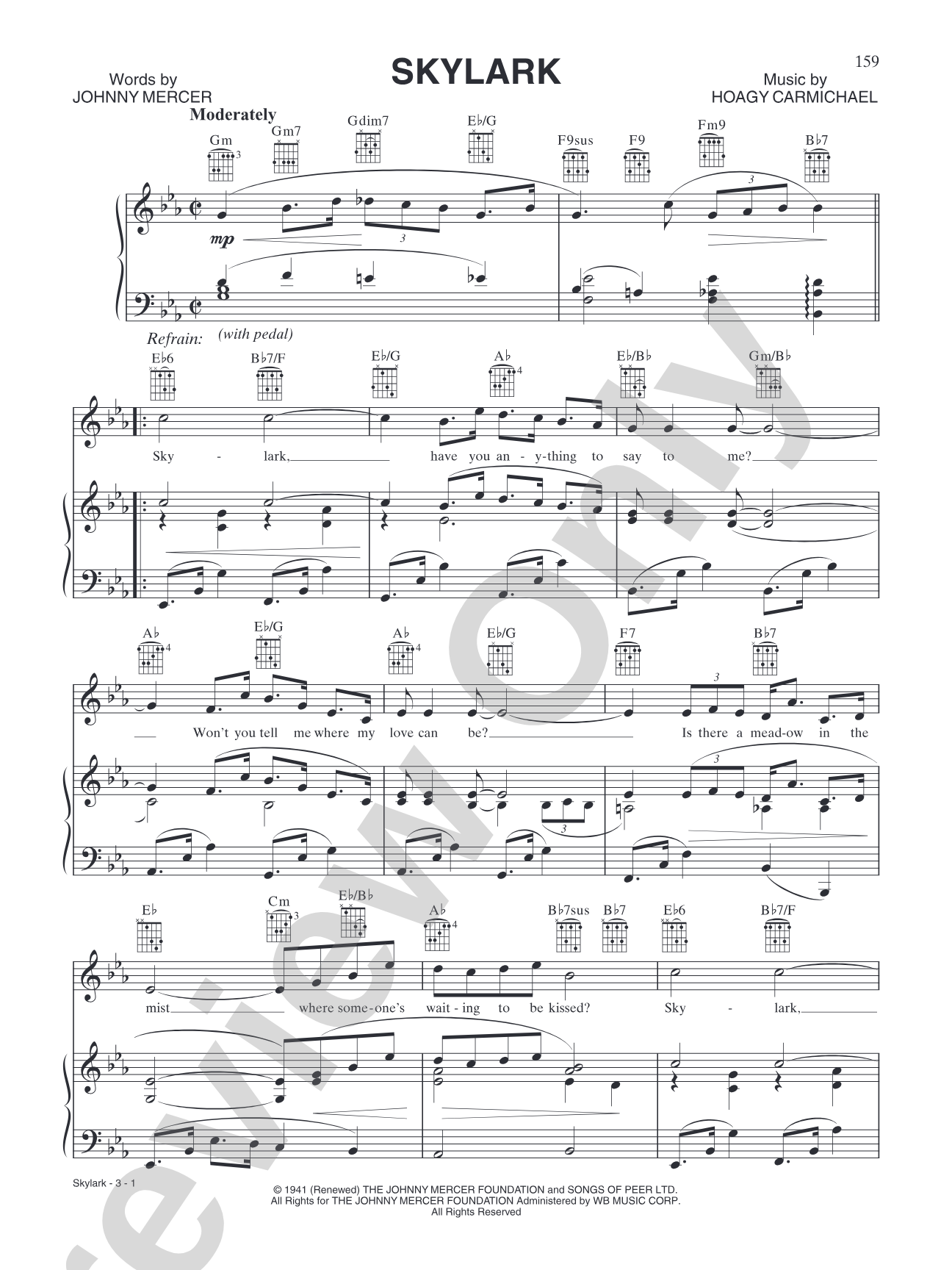 Skylark: Piano/Vocal/Chords