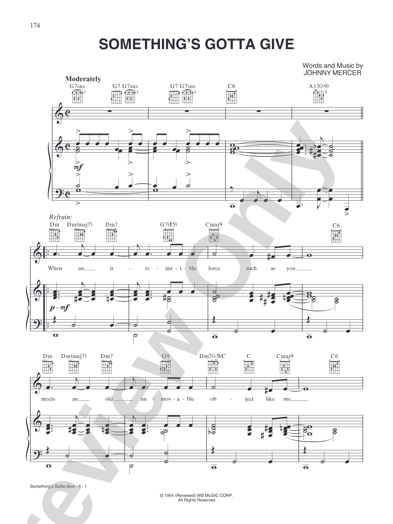 Something's Gotta Give (from "Daddy Long Legs"): Piano/Vocal/Chords