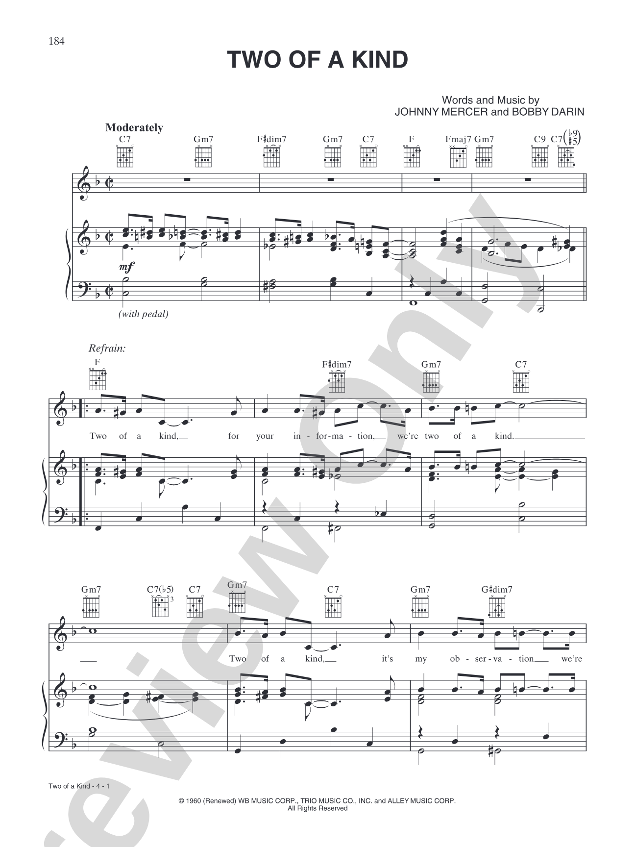Two of a Kind: Piano/Vocal/Chords