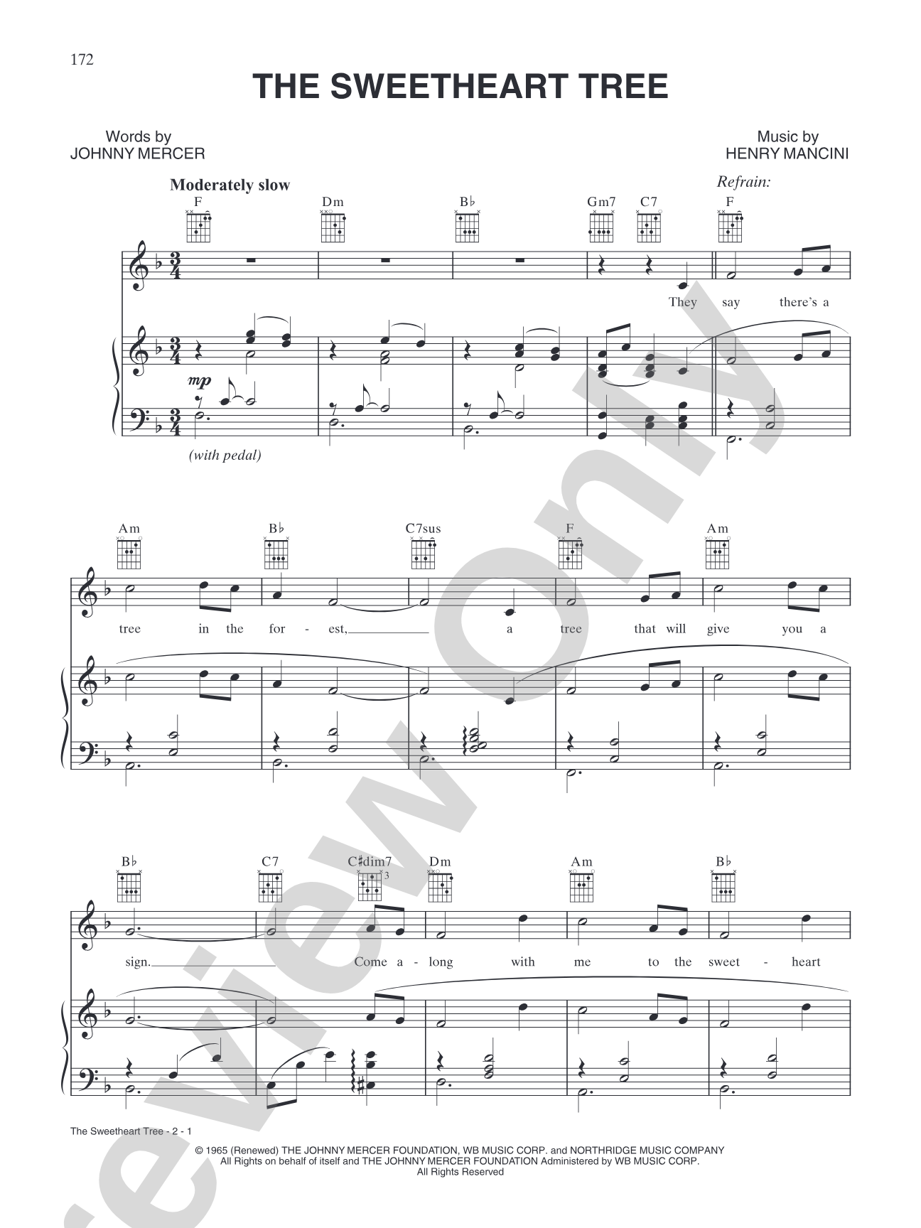 The Sweetheart Tree (from "The Great Race"): Piano/Vocal/Chords