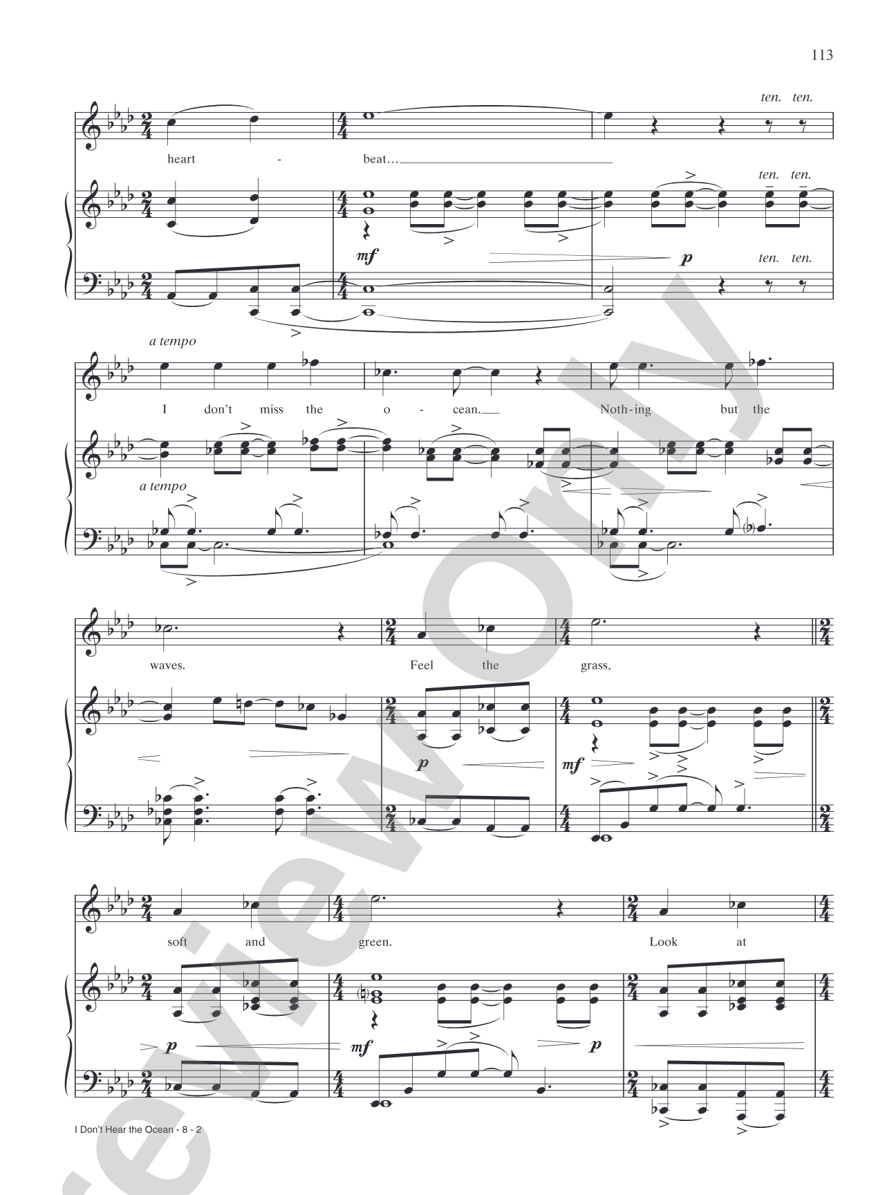I Don't Hear the Ocean (from "Marie Christine"): Piano/Vocal/Chords