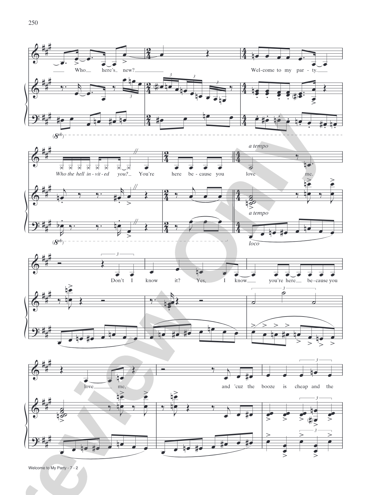 Welcome to My Party (from "The Wild Party"): Piano/Vocal/Chords
