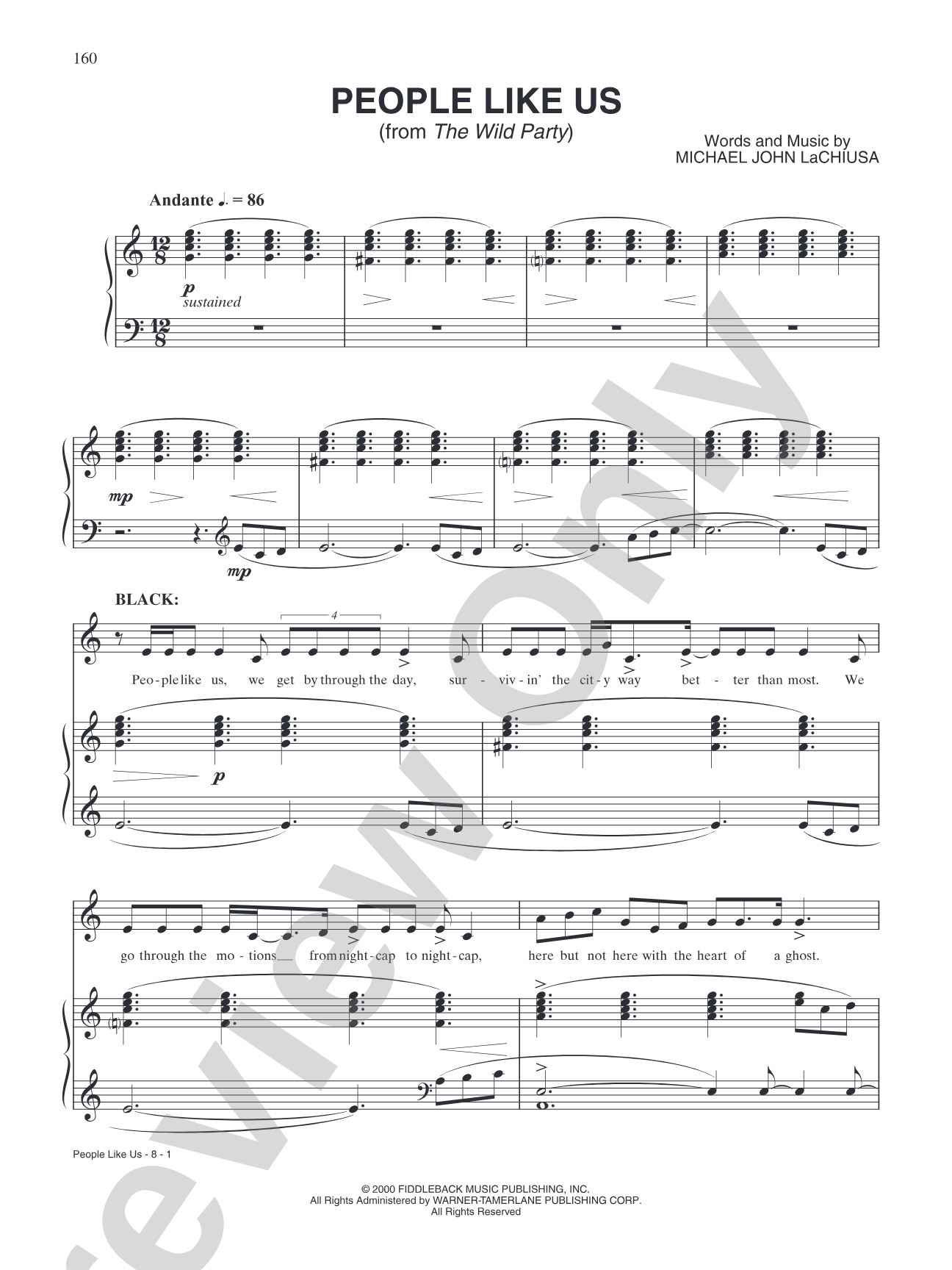 People Like Us (from "The Wild Party"): Piano/Vocal/Chords