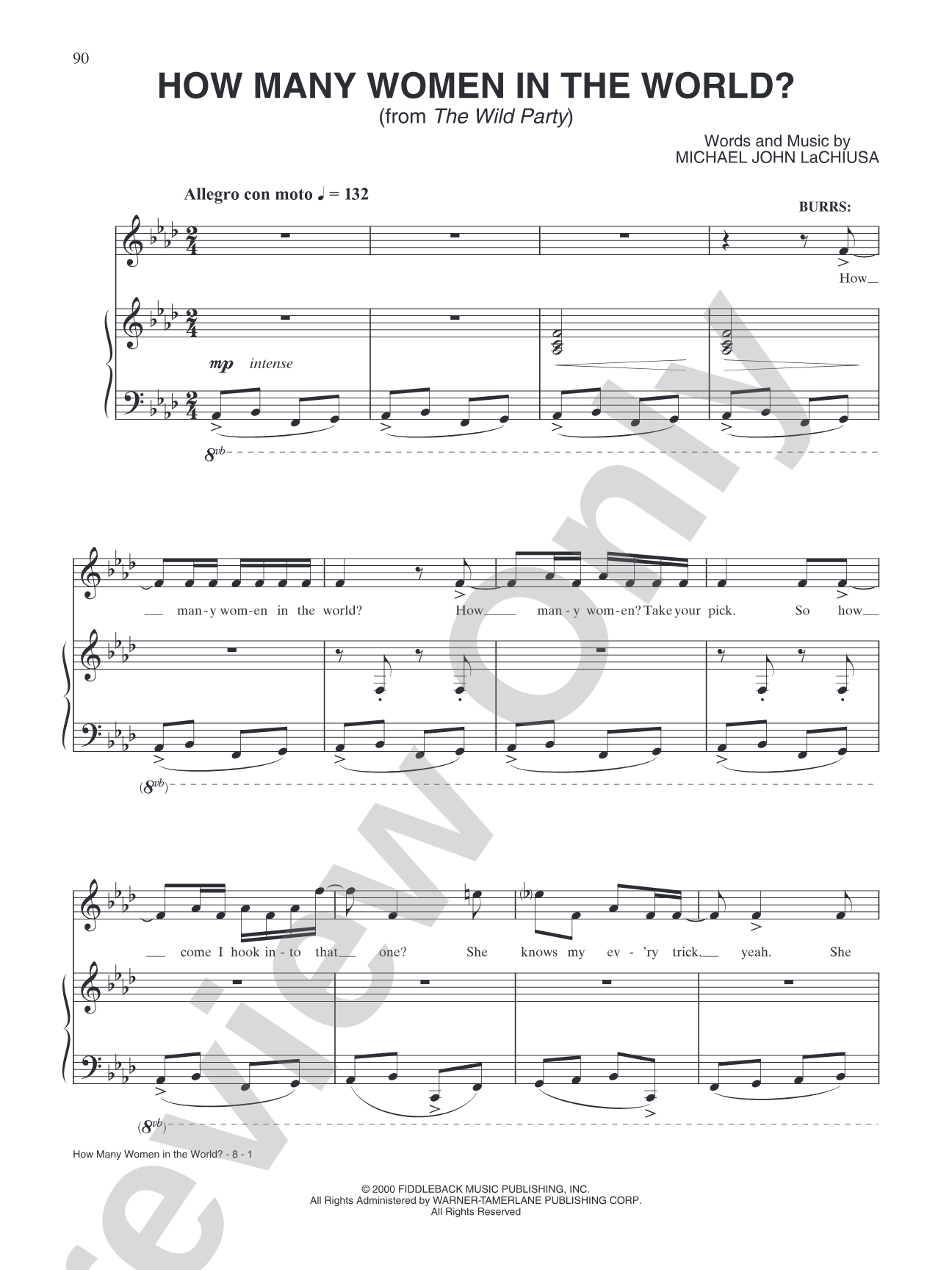 How Many Women In the World? (from "The Wild Party"): Piano/Vocal/Chords