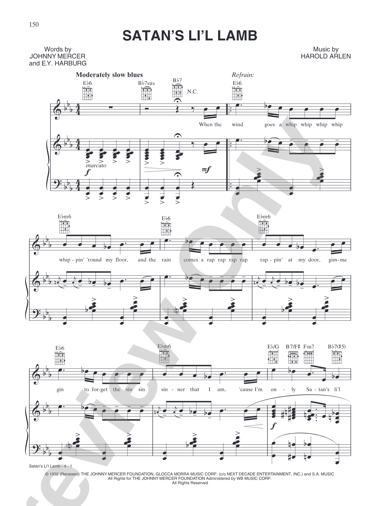 Satan's Li'l Lamb: Piano/Vocal/Chords