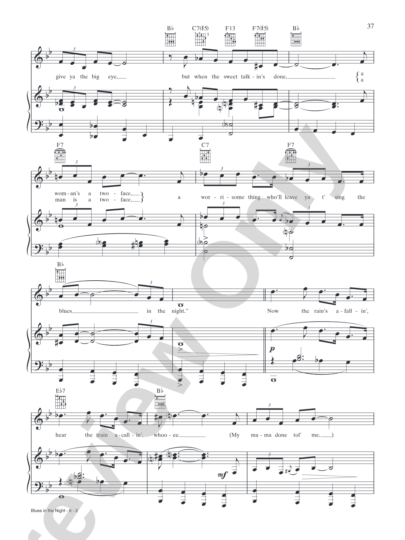 Blues in the Night: Piano/Vocal/Chords