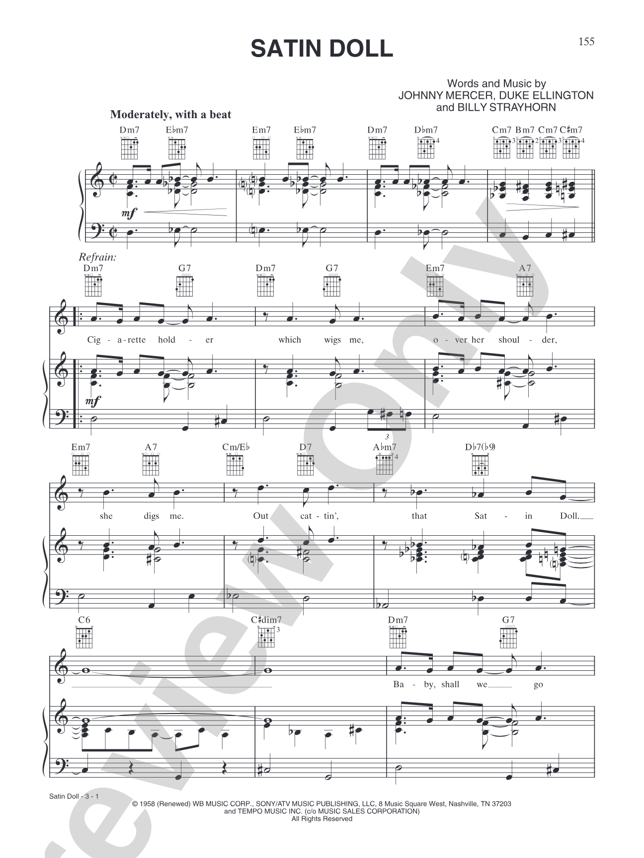 Satin Doll: Piano/Vocal/Chords
