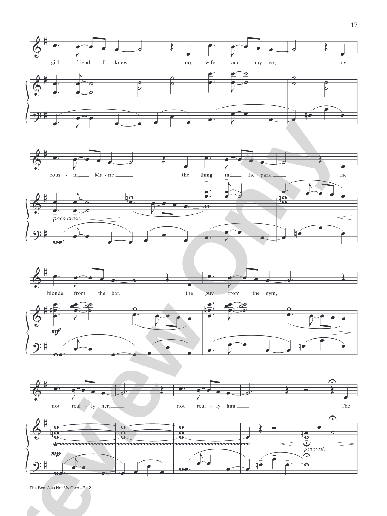 The Bed Was Not My Own (from "Hello Again"): Piano/Vocal/Chords