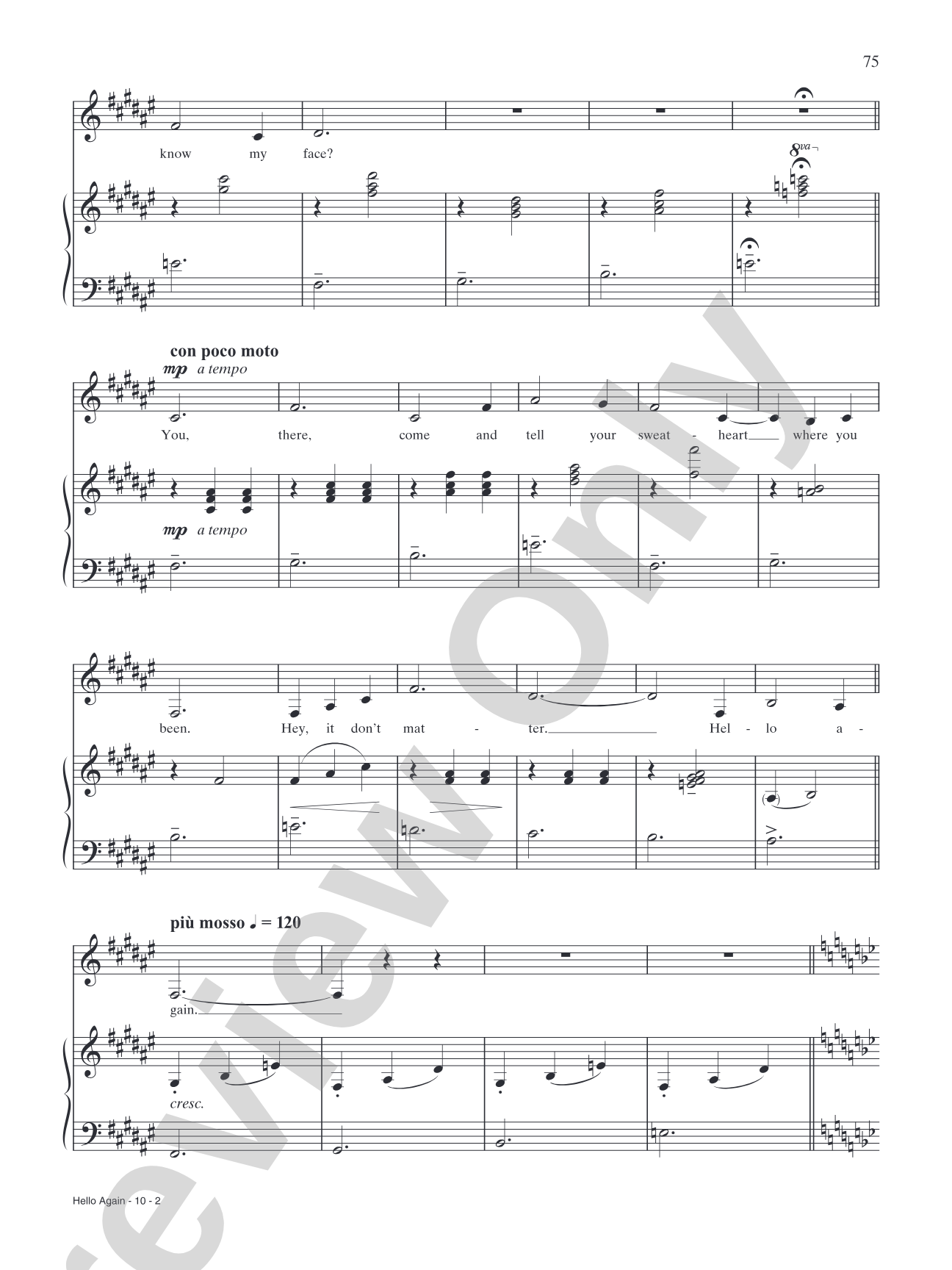 Hello Again (from "Hello Again"): Piano/Vocal/Chords