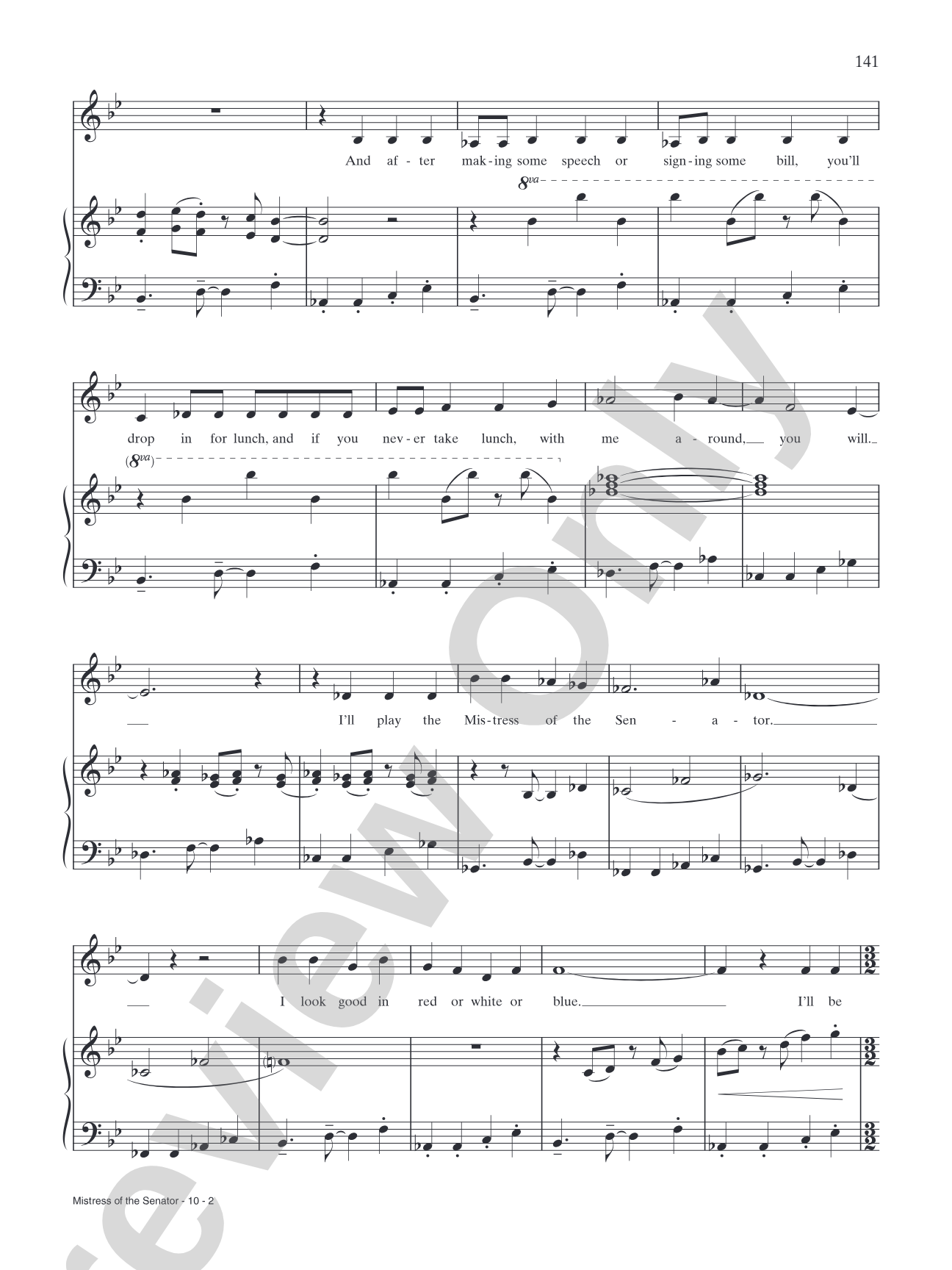 The Mistress of the Senator (from "Hello Again"): Piano/Vocal/Chords