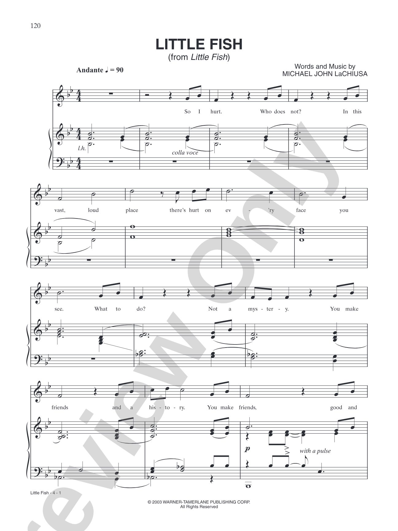 Little Fish (from "Little Fish"): Piano/Vocal/Chords