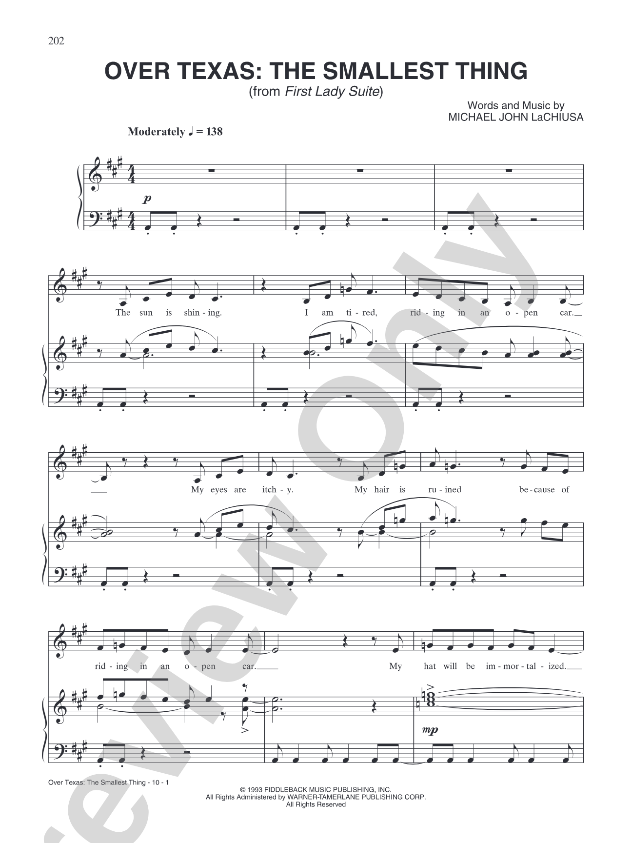 The Smallest Thing (from "First Lady Suite"): Piano/Vocal/Chords