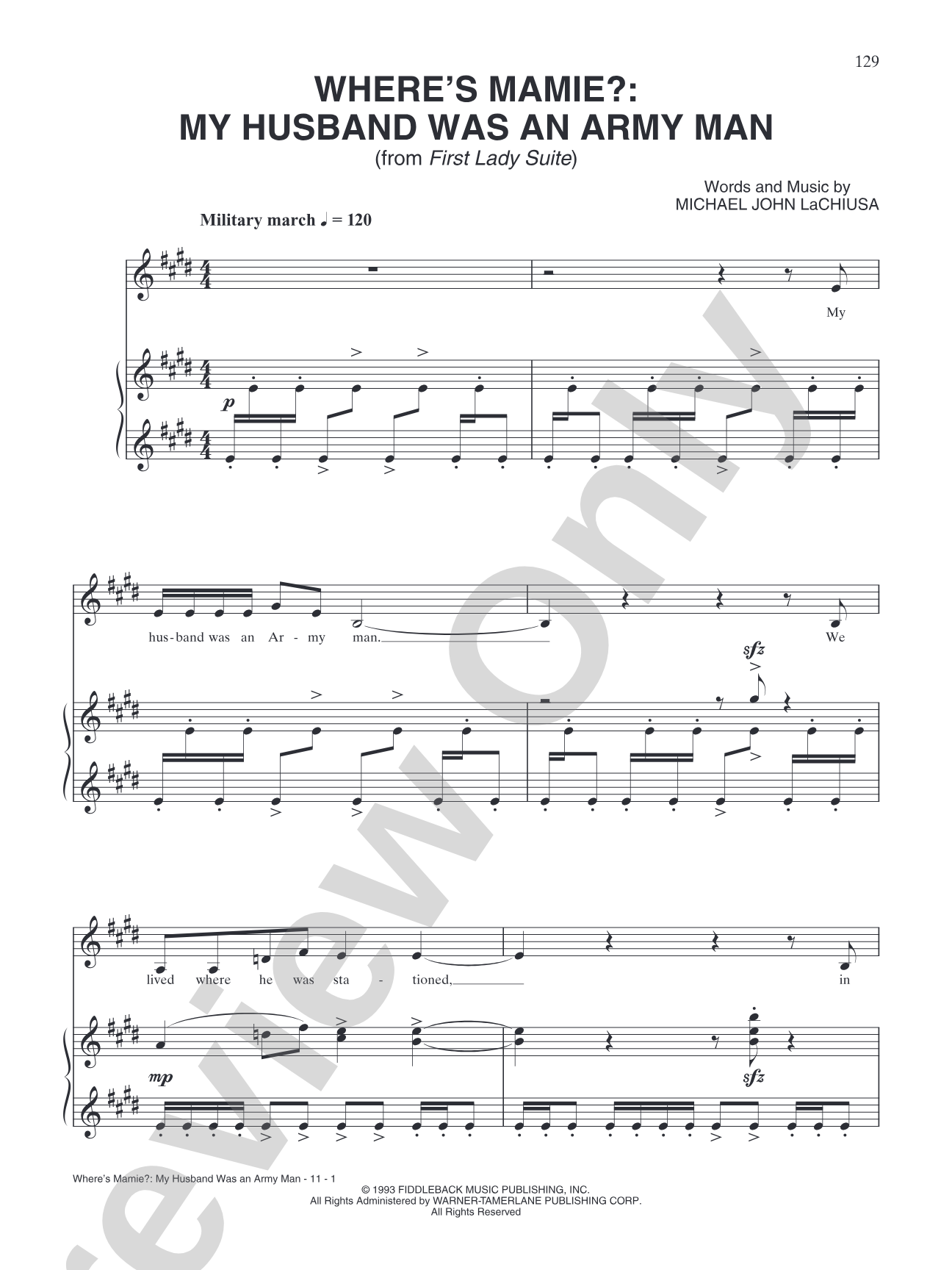 My Husband Was An Army Man (from "First Lady Suite"): Piano/Vocal/Chords