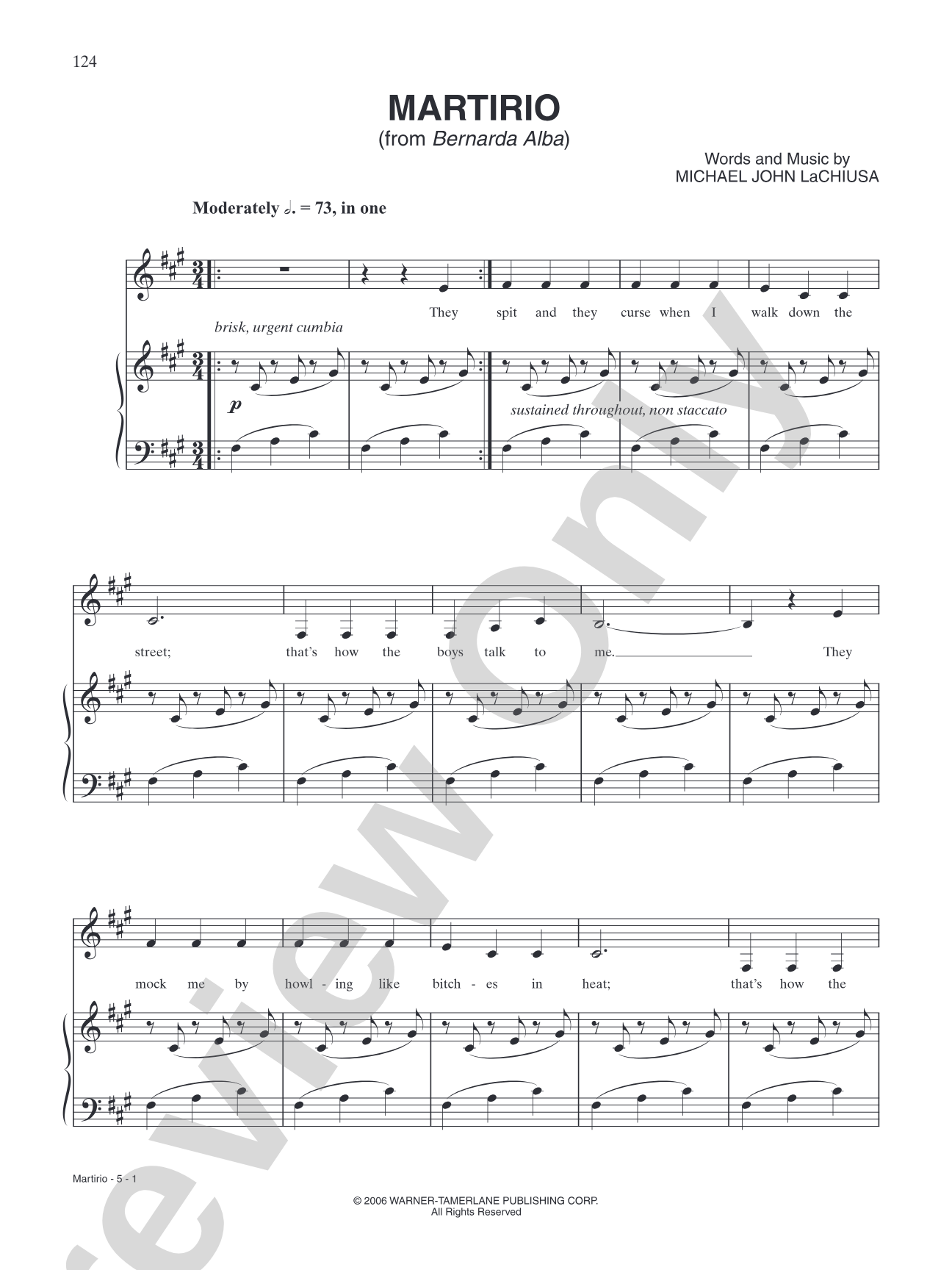 Martirio (from "Bernarda Alba"): Piano/Vocal/Chords