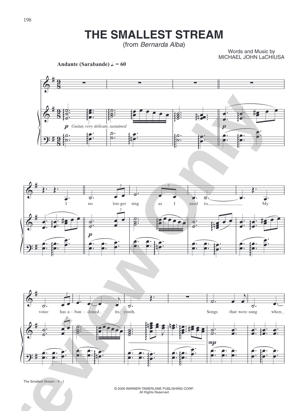 The Smallest Stream (from "Bernarda Alba"): Piano/Vocal/Chords