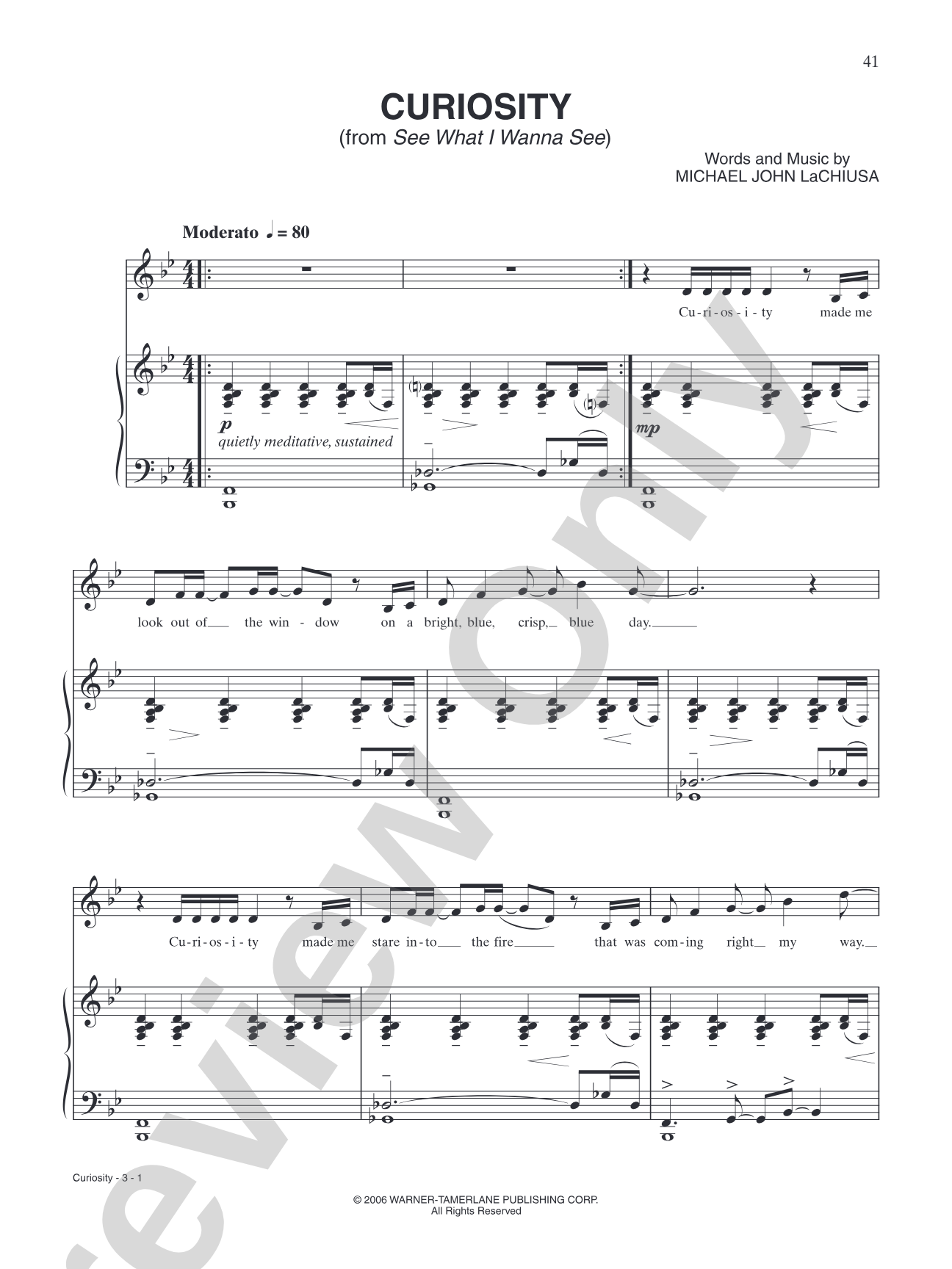 Curosity (from "See What I Wanna See"): Piano/Vocal/Chords