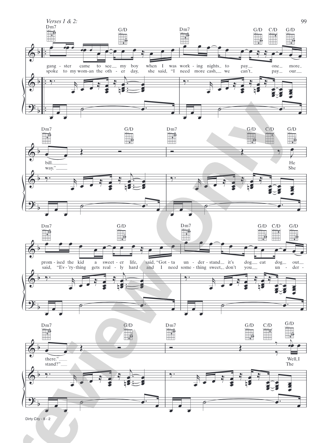 Dirty City: Piano/Vocal/Chords