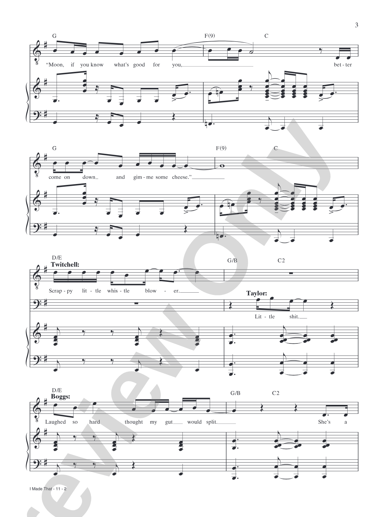 I Made That (from "The Burnt Part Boys"): Piano/Vocal/Chords