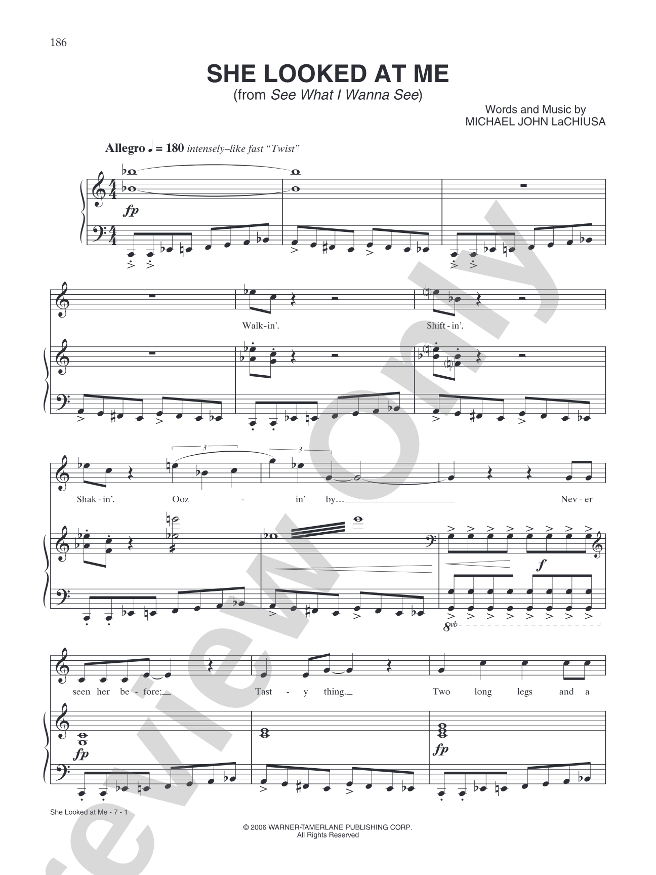 She Looked at Me (from "See What I Wanna See"): Piano/Vocal/Chords