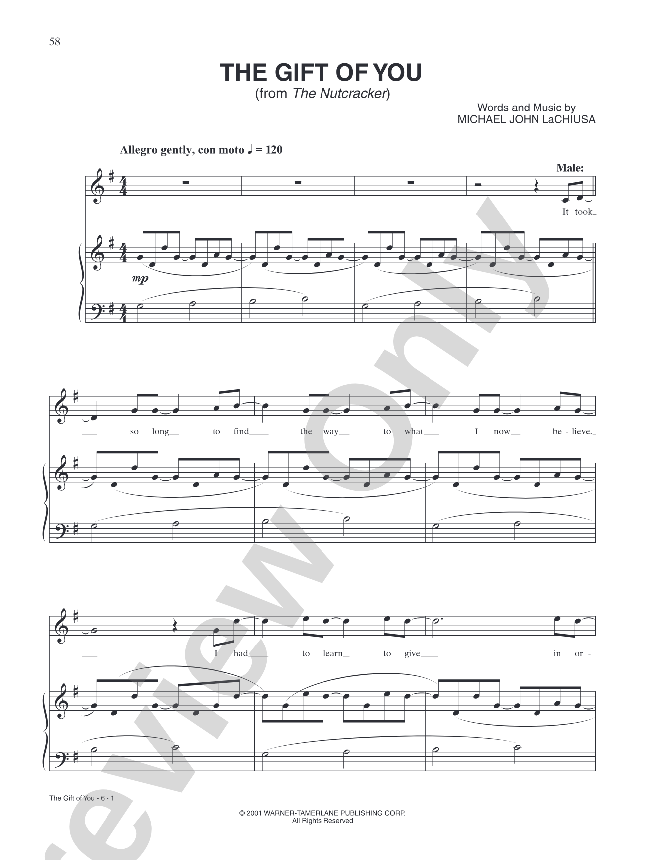 The Gift of You (from "The Nutcracker"): Piano/Vocal/Chords