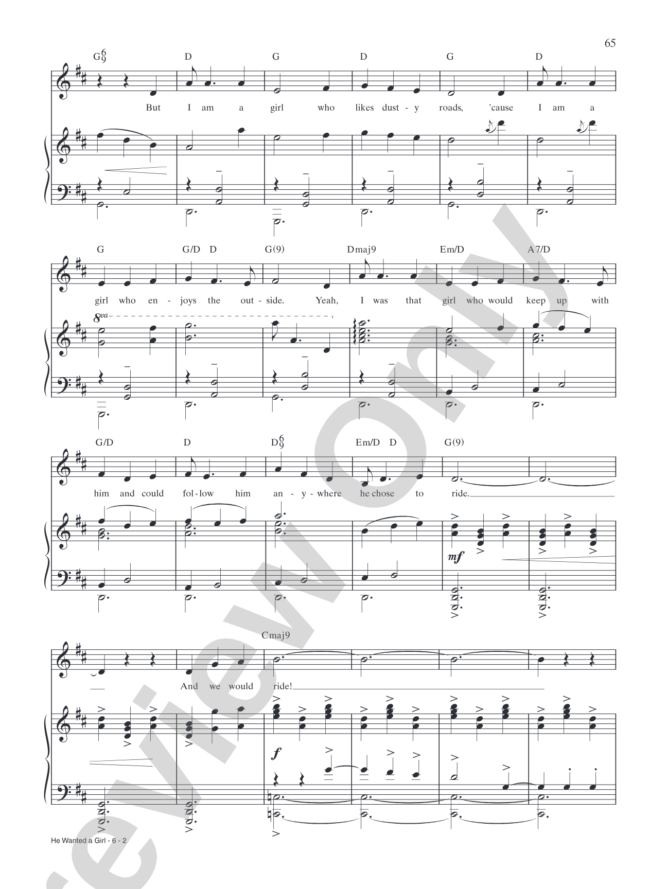 He Wanted a Girl (from "Giant"): Piano/Vocal/Chords