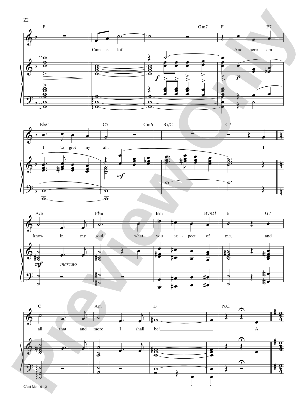 C'est Moi (from "Camelot"): Piano/Vocal/Chords