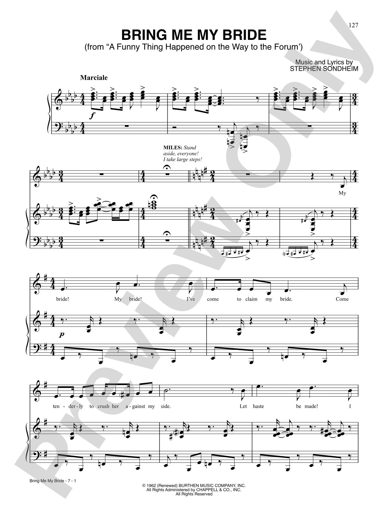 Bring Me My Bride (from "A Funny Thing Happened on the Way to the Forum"): Piano/Vocal/Chords