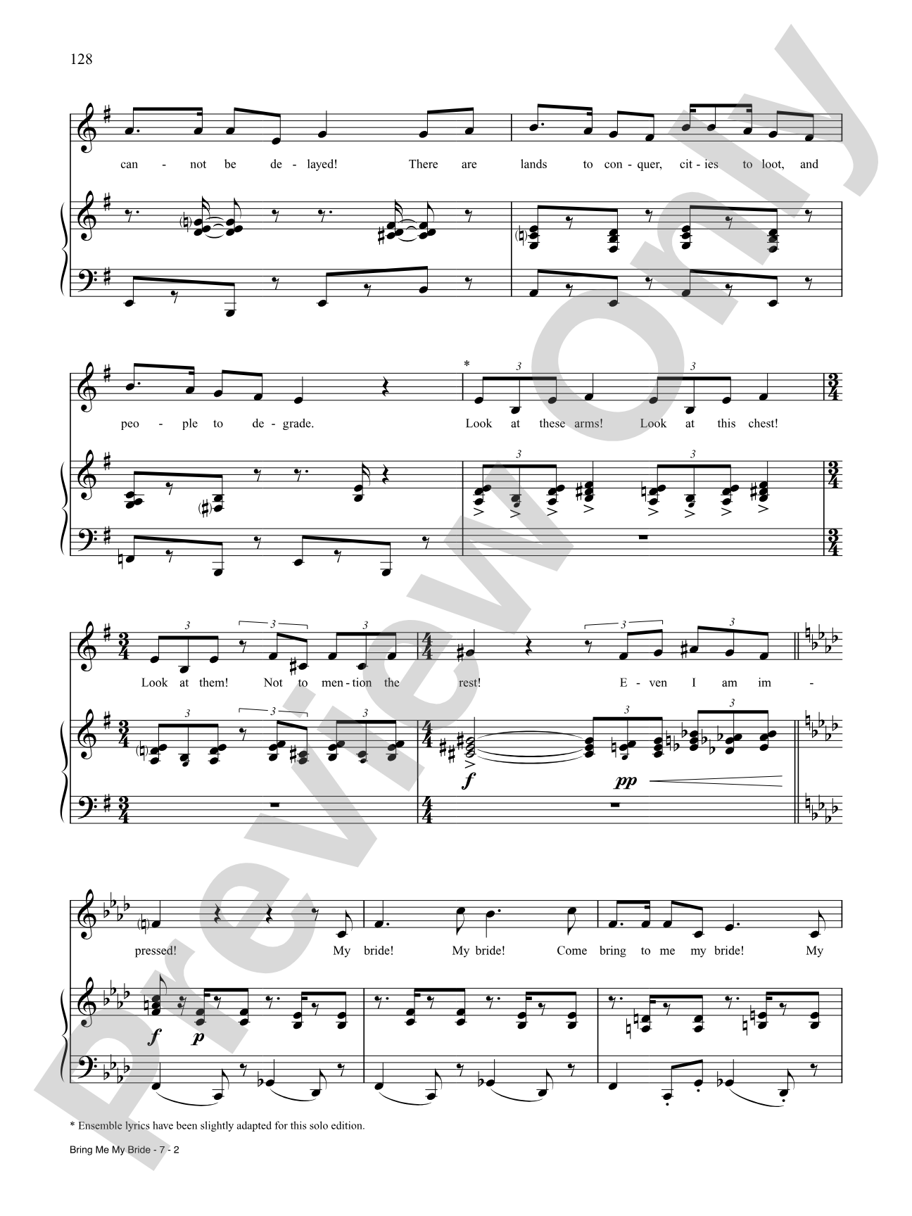 Bring Me My Bride (from "A Funny Thing Happened on the Way to the Forum"): Piano/Vocal/Chords