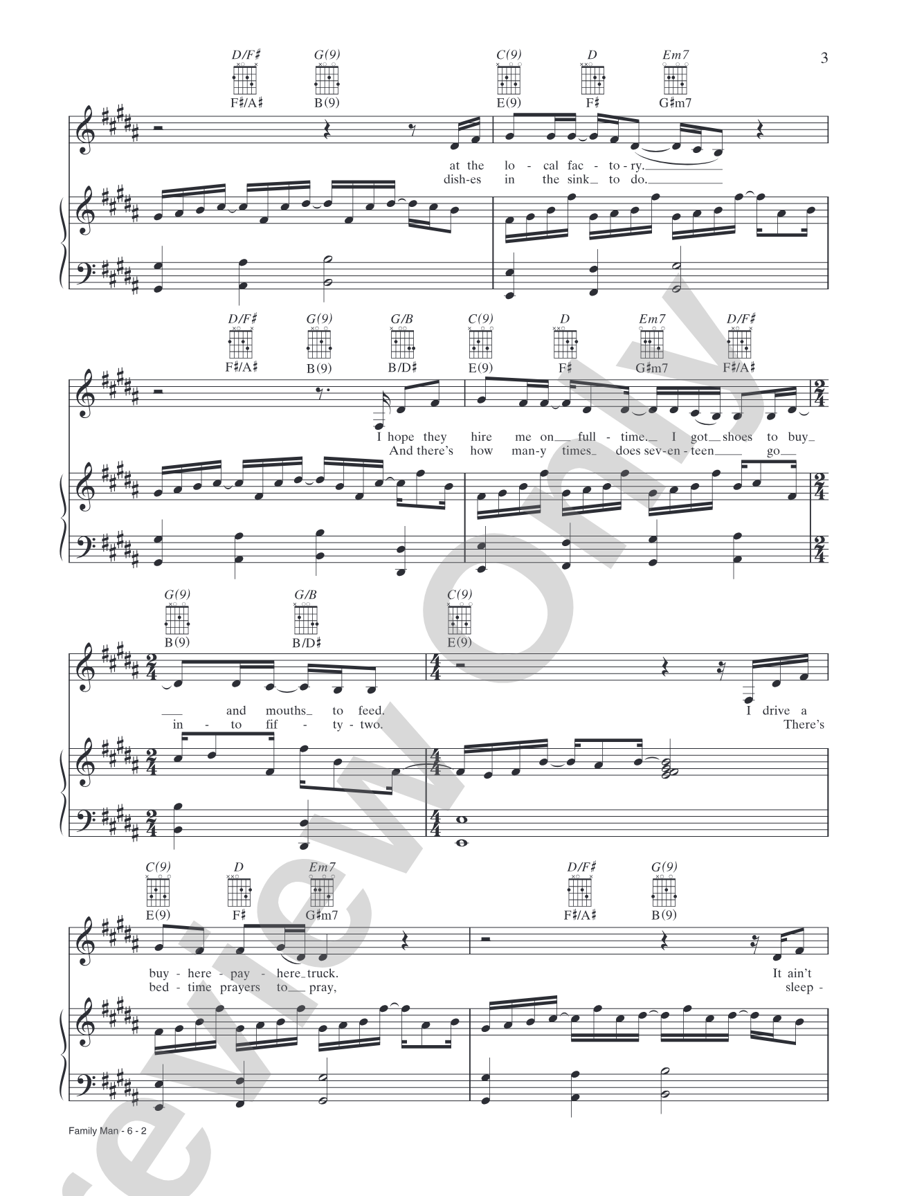 Family Man: Piano/Vocal/Chords
