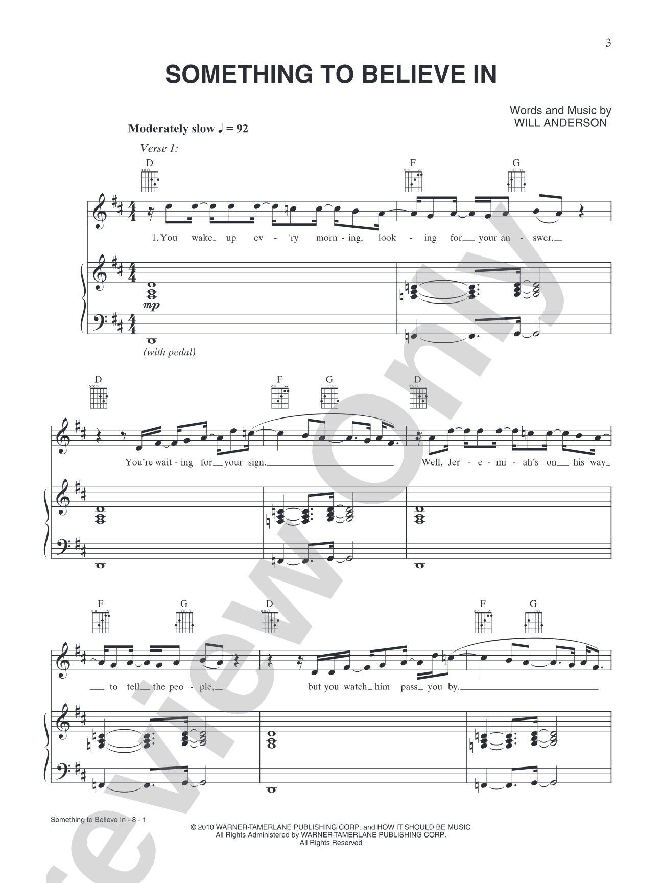Something to Believe In: Piano/Vocal/Chords