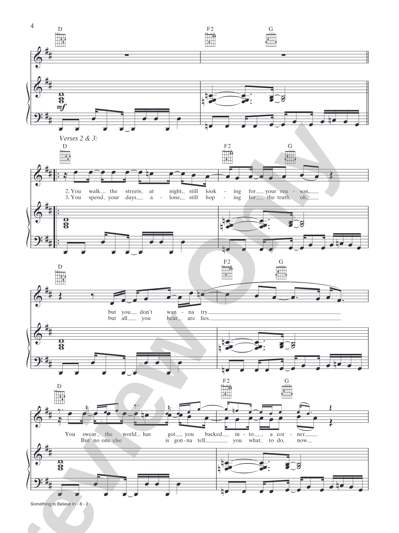 Something to Believe In: Piano/Vocal/Chords