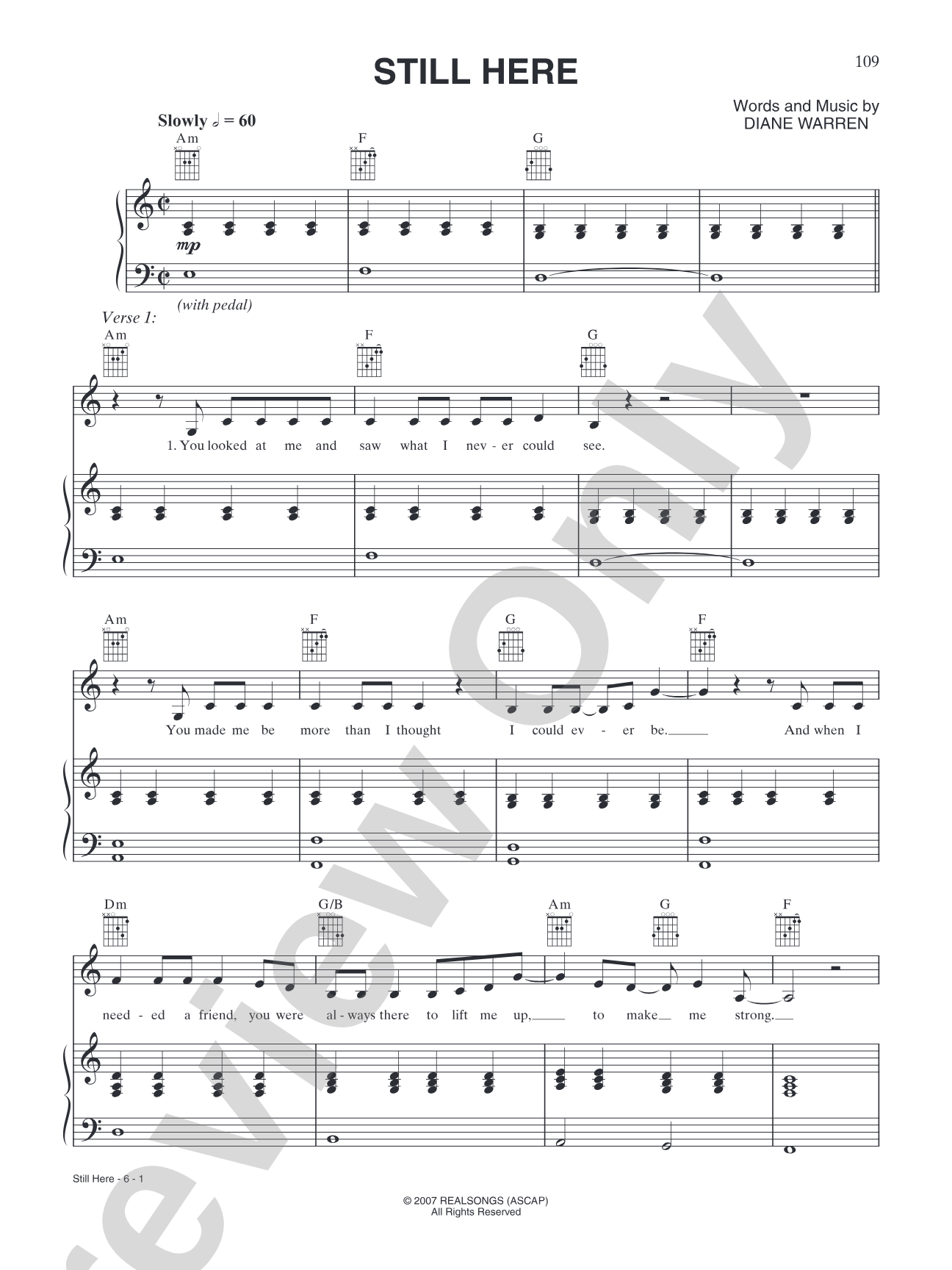 Still Here: Piano/Vocal/Chords