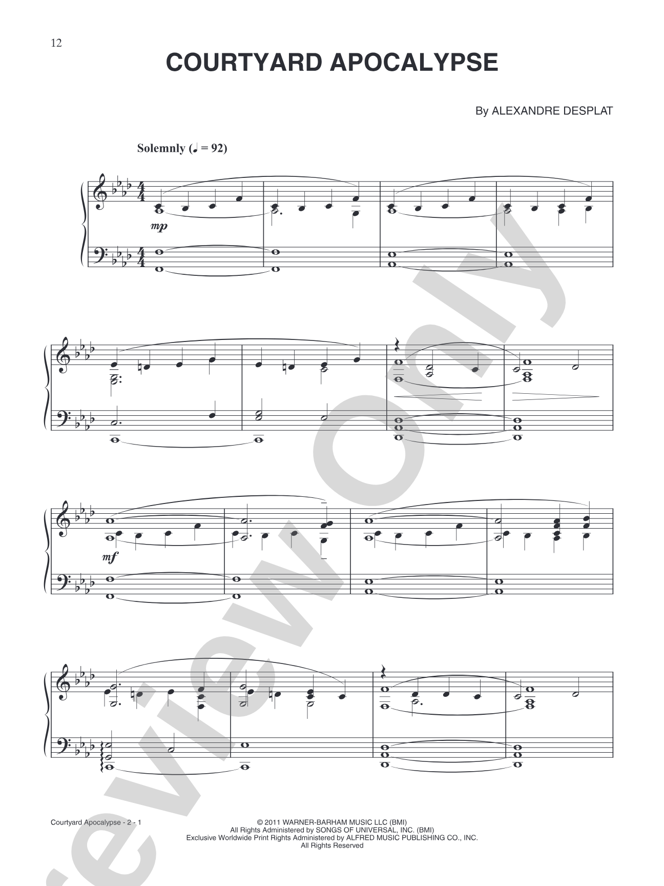 Courtyard Apocalypse (from "Harry Potter and the Deathly Hallows Part 2"): Piano