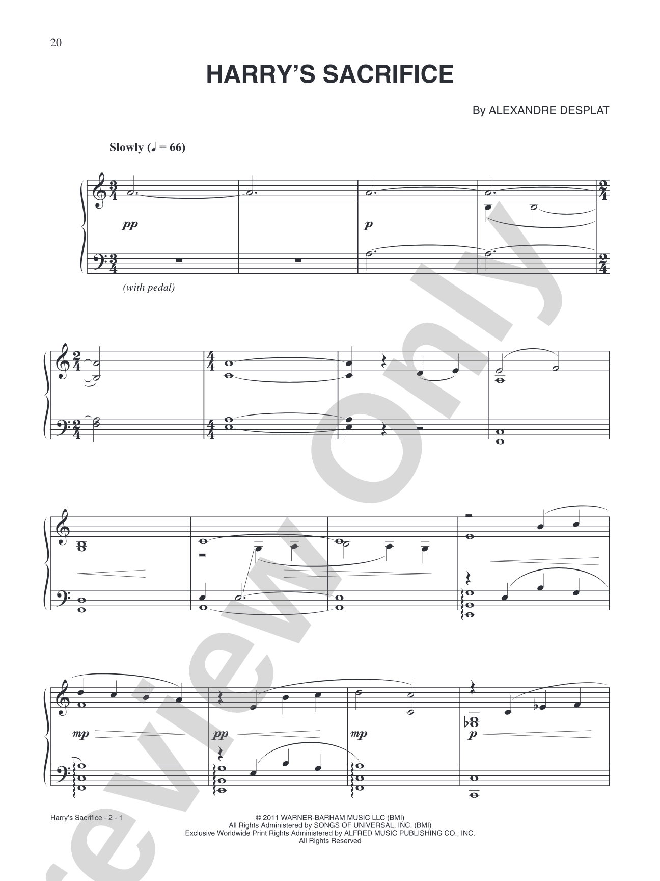 Harry's Sacrifice (from "Harry Potter and the Deathly Hallows Part 2"): Piano