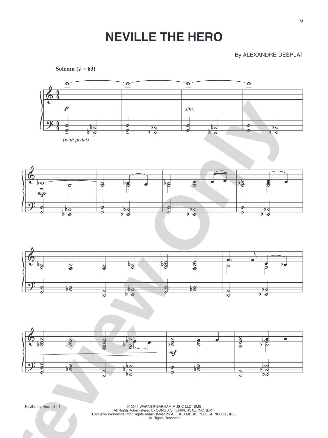 Neville the Hero (from "Harry Potter and the Deathly Hallows Part 2"): Piano