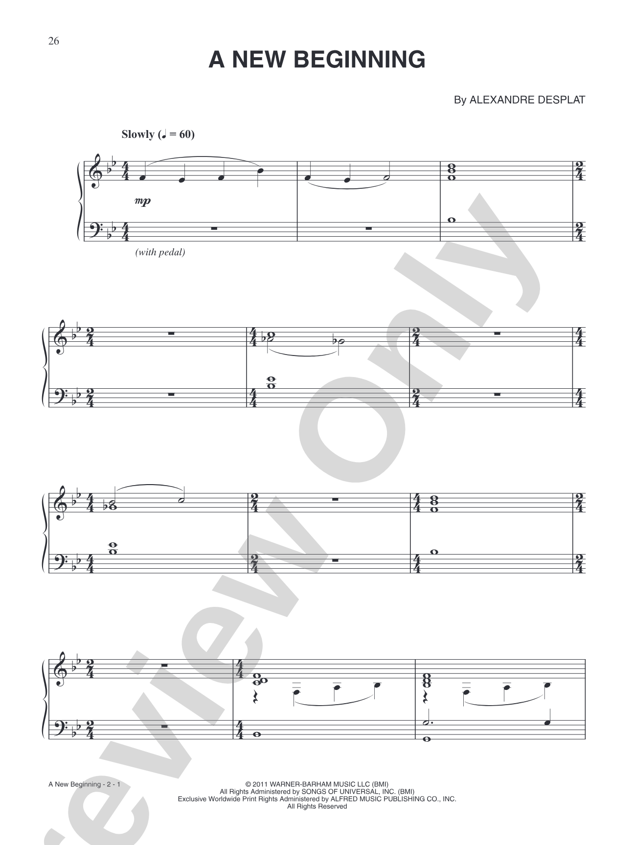 A New Beginning (from "Harry Potter and the Deathly Hallows Part 2"): Piano