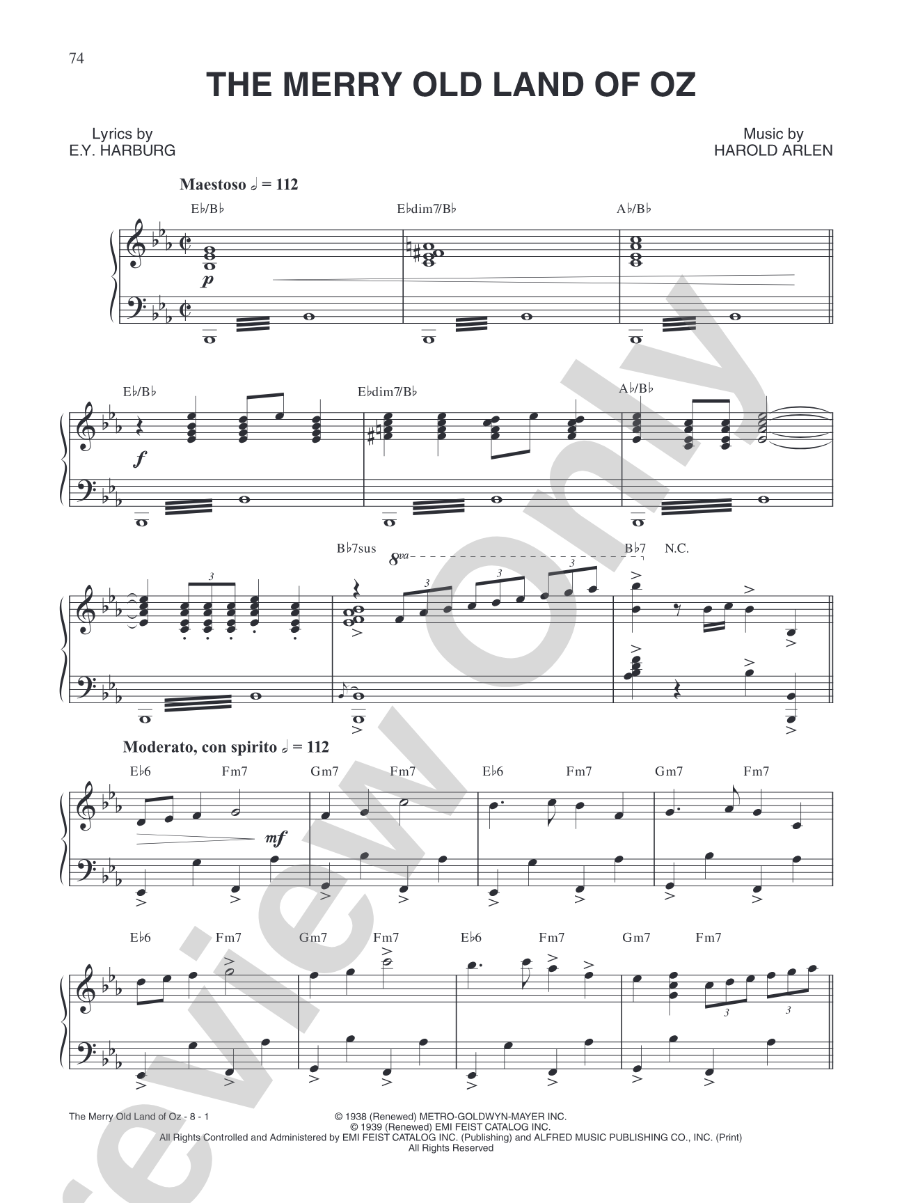 The Merry Old Land of Oz (from Andrew Lloyd Webber's "The Wizard of Oz"): Piano/Vocal/Chords