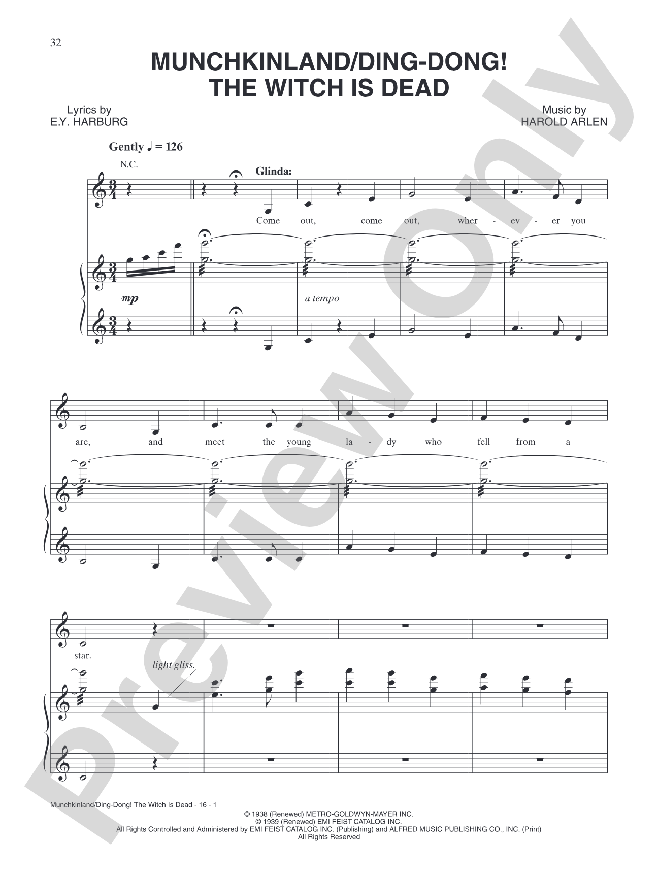 Munchkin Land/Ding Dong! The Witch Is Dead (from Andrew Lloyd Webber's "The Wizard of Oz"): Piano/Vocal/Chords