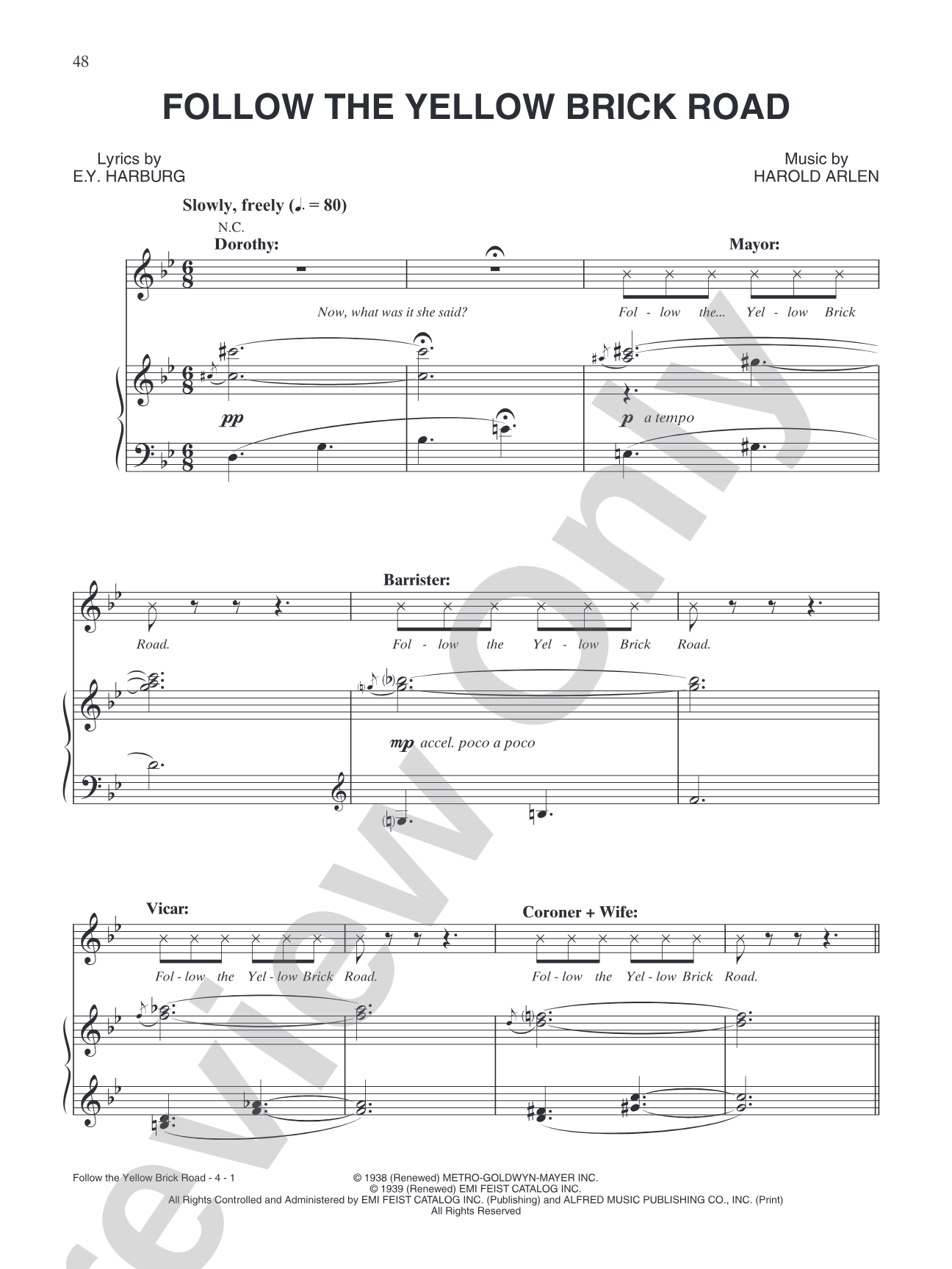 Follow the Yellow Brick Road (from Andrew Lloyd Webber's "The Wizard of Oz"): Piano/Vocal/Chords
