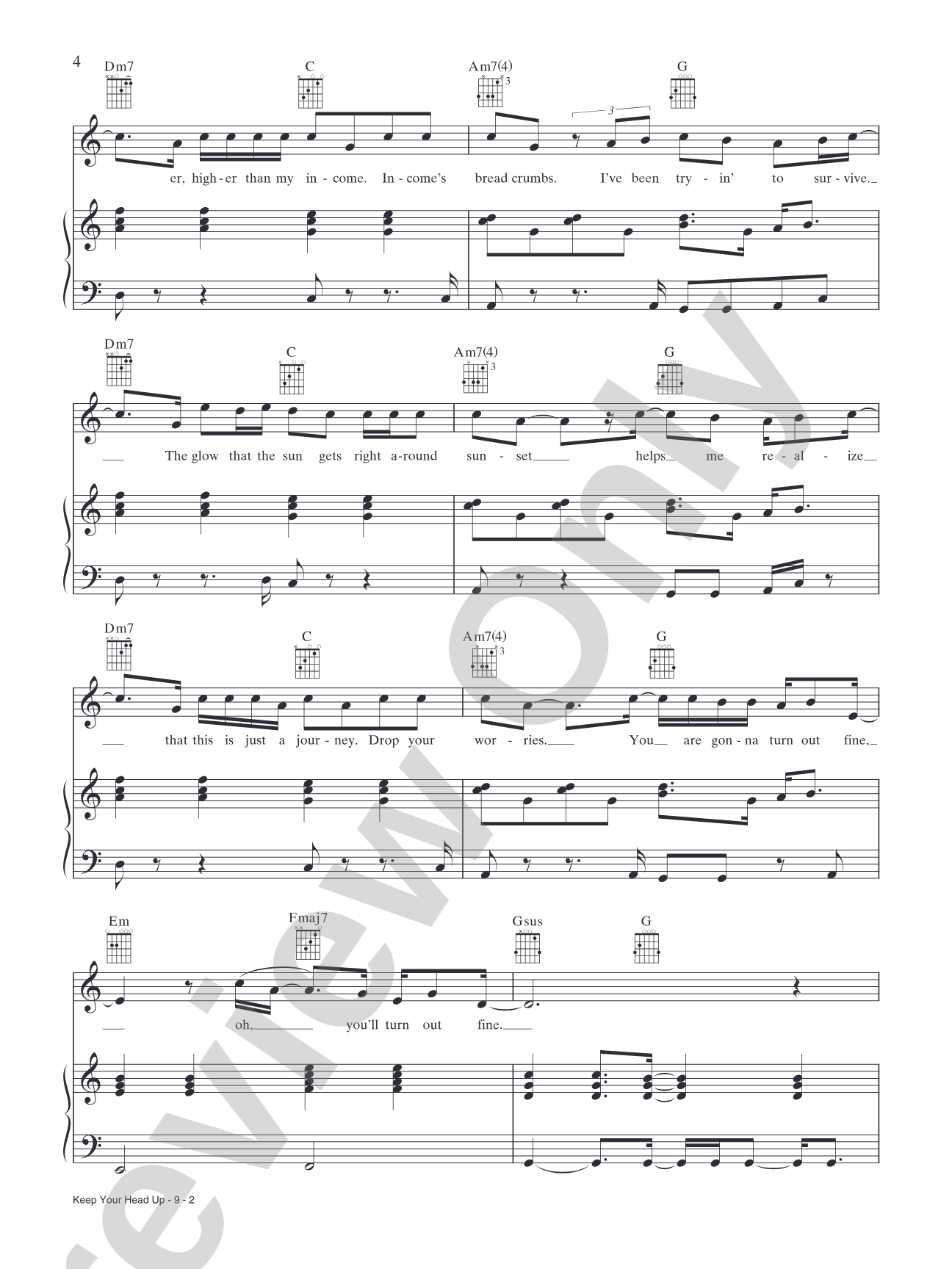 Keep Your Head up: Piano/Vocal/Chords