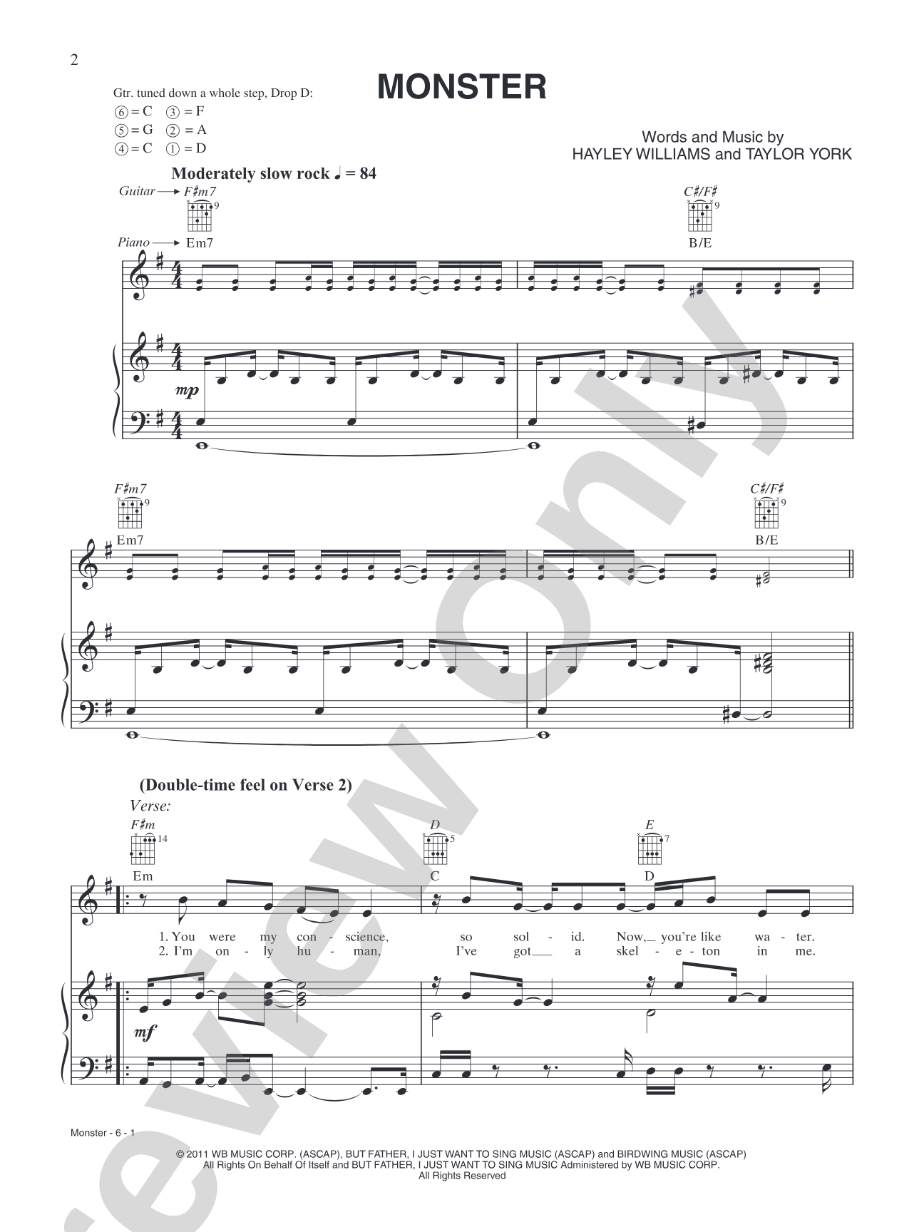 Monster: Piano/Vocal/Chords