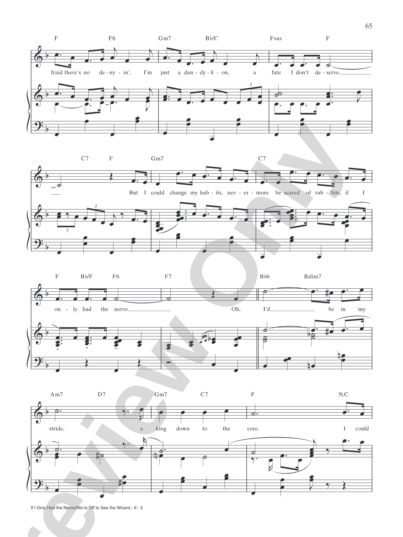 If I Only Had the Nerve/We're Off to See the Wizard (from Andrew Lloyd Webber's "The Wizard of Oz"): Piano/Vocal/Chords