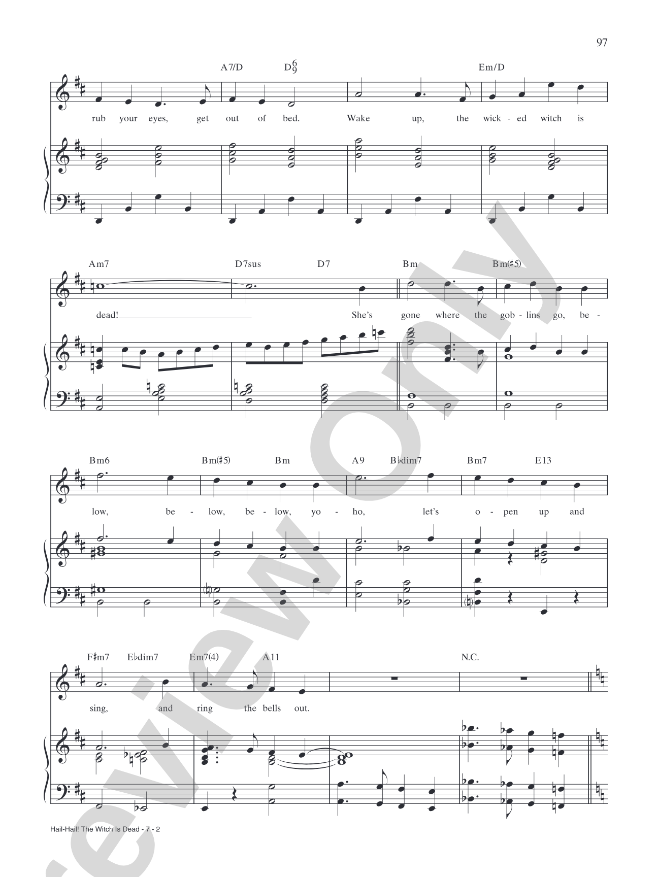 Hail-Hail! The Witch is Dead (from Andrew Lloyd Webber's "The Wizard of Oz"): Piano/Vocal/Chords